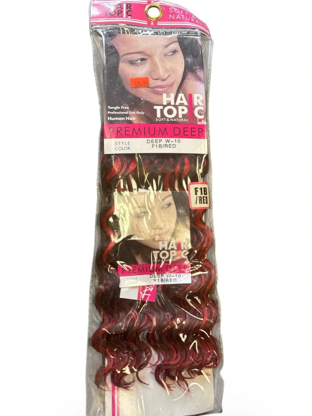 Premium Deep Wavy Human Hair Weave - Red/Black (F1B/RED) synthetic